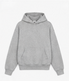 Essential Pullover in heather grey, photographed on its own