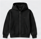Apex Zip Hoodie in black, photographed on its own