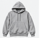 Signature Hoodie in heather grey, flat front view